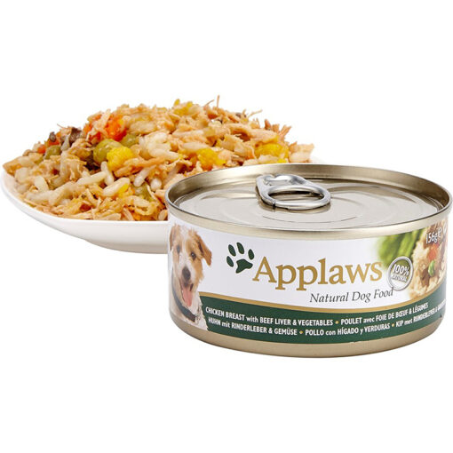 Thức ăn cho chó trưởng thành Applaws Tin with Chicken, Beef Liver & Vegetables Adult 156g