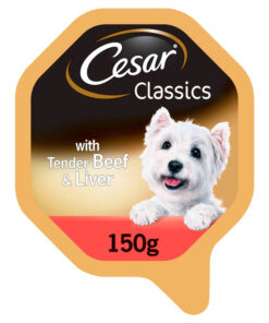 Pate cho chó Cesar Classics Adult Dog Food Tray with Beef and Liver in Loaf