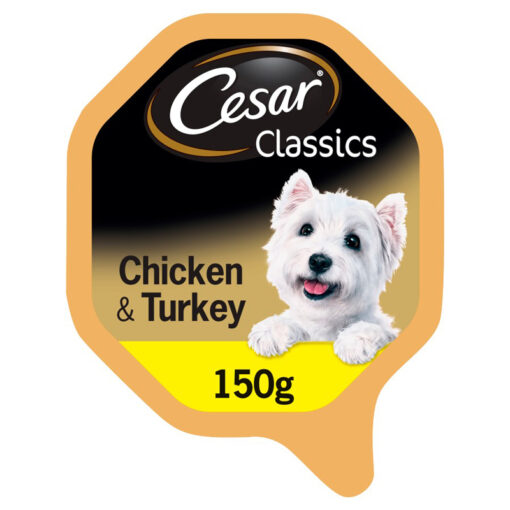 Pate cho chó Cesar Classics Adult Dog Food Tray with Chicken and Turkey