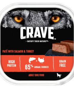Pate cho chó Crave Complete Adult Tray with Turkey and Salmon in Loaf