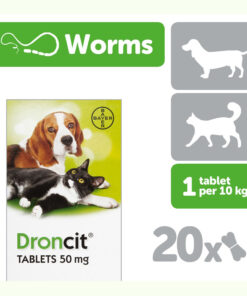 Thuốc tẩy giun cho chó mèo Droncit Worming Tablets