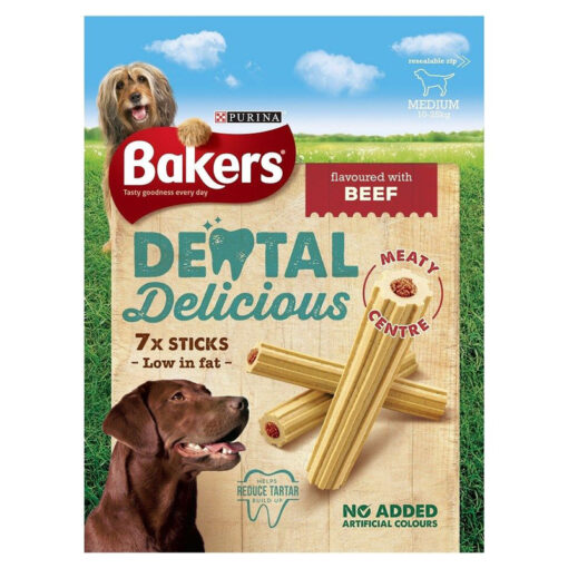 Xương gặm sạch răng cho chó Bakers Dental Delicious Medium Beef