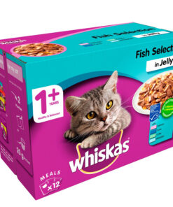 Thức ăn cho mèo Whiskas 1+ Adult Cat Food Pouches Fish Selection in Jelly